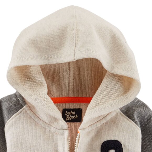 Oshkosh B'gosh Baby Bos French Terry Cardigan Hoodie Jacket Beige Colorb… - Picture 2 of 4